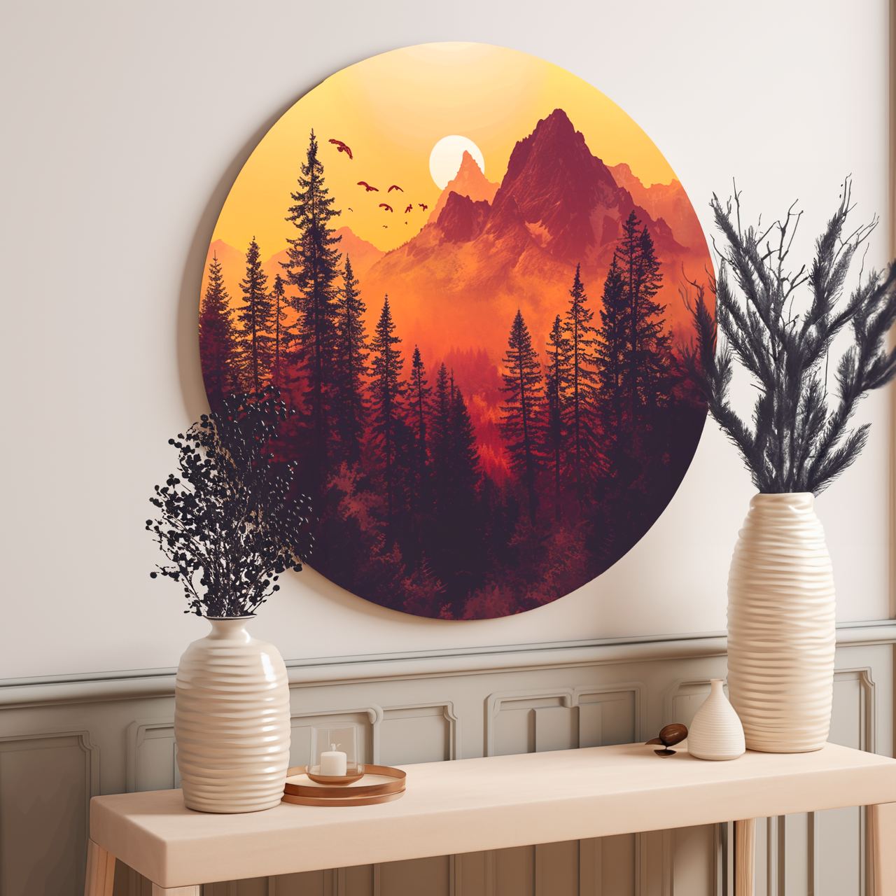 Sunset in the Carpathians Round Poster