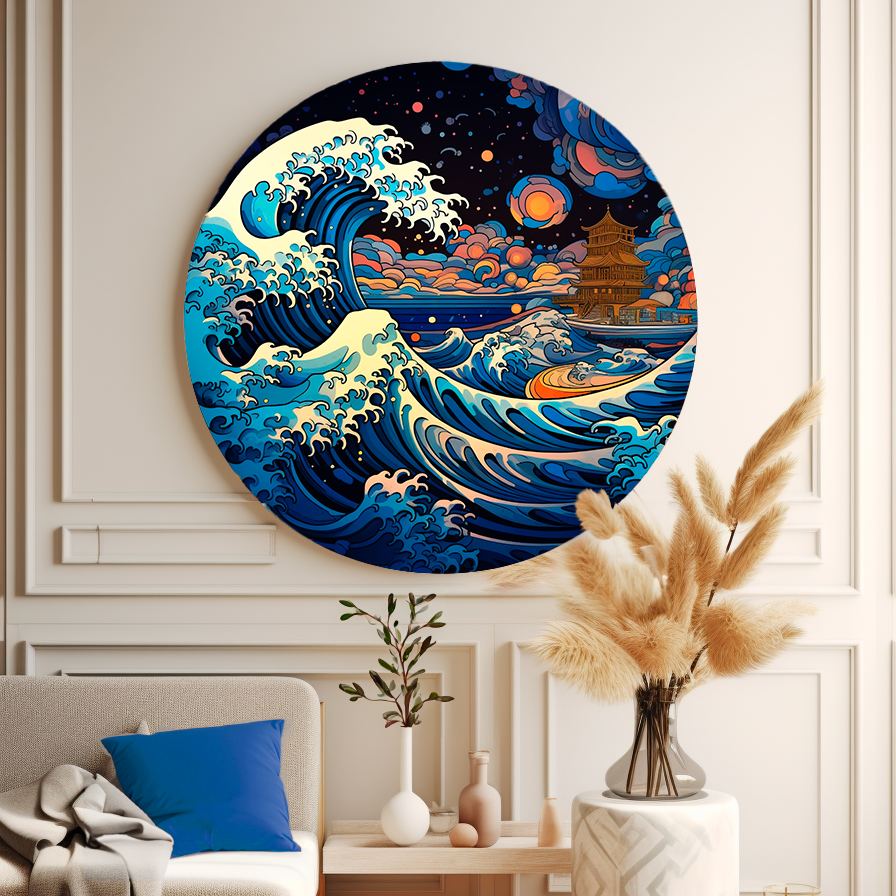 Vagues en Chine ronde Poster