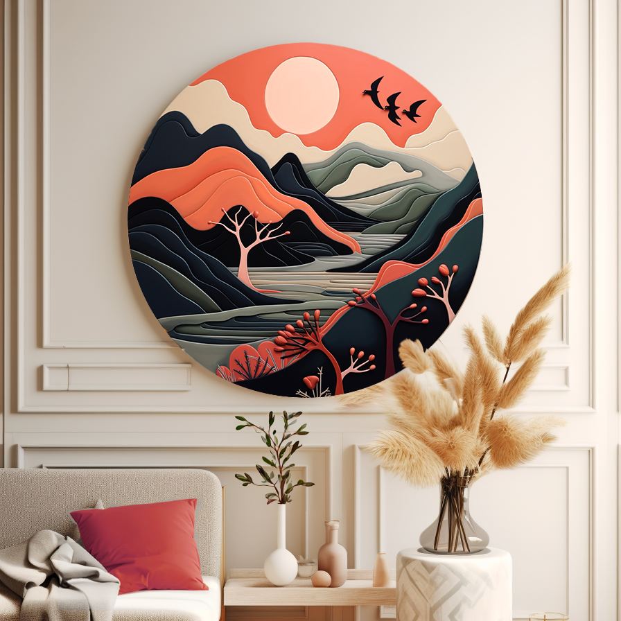 Volumetric landscape Round Poster