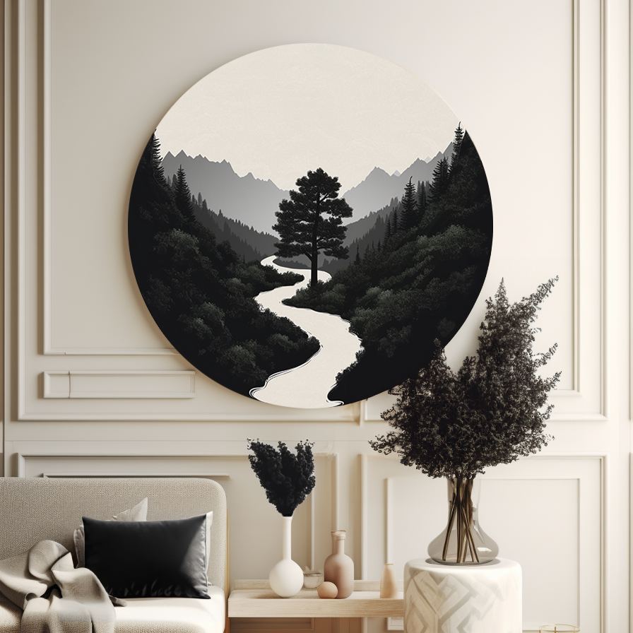 Tree by the River Round Poster