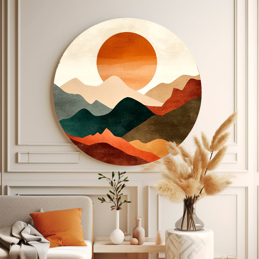 Coucher de soleil en Norvège ronde Poster